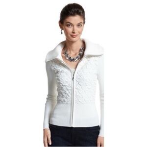 White House Black Market Quilted Zipper Sweater Jacket size S EUC